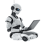 AI Robot working on laptop